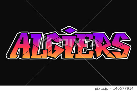 Algiers colorful graffiti word typography Algiers colorful graffiti word typography 140577914