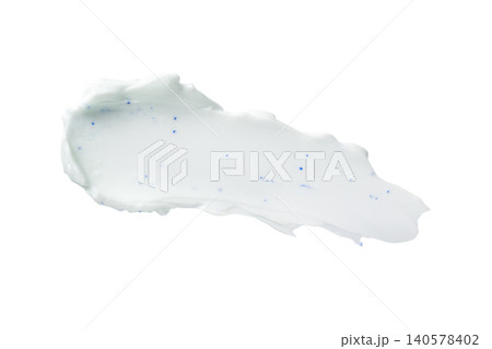 White face cream swatch isolated on white background. Thick cosmetic moisturizer smear close up. Skincare product sample. White face cream swatch isolated on white background. Thick cosmetic moisturizer smear close up. Skincare product sample. 140578402