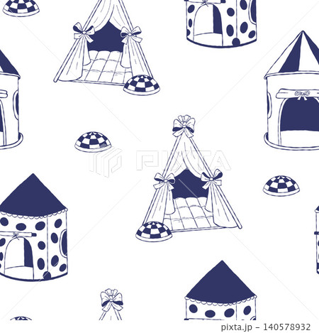 Sensory Integration Autism Tent Seamless Pattern Doodle. Occupational Therapy Calming Den on White Repeating Background. Children Playhouse Special Needs. Vector Illustration for Fabric and Wallpaper. Sensory Integration Autism Tent Seamless Pattern Doodle. Occupational Therapy Calming Den on White Repeating Background. Children Playhouse Special Needs. Vector Illustration for Fabric and Wallpaper. 140578932