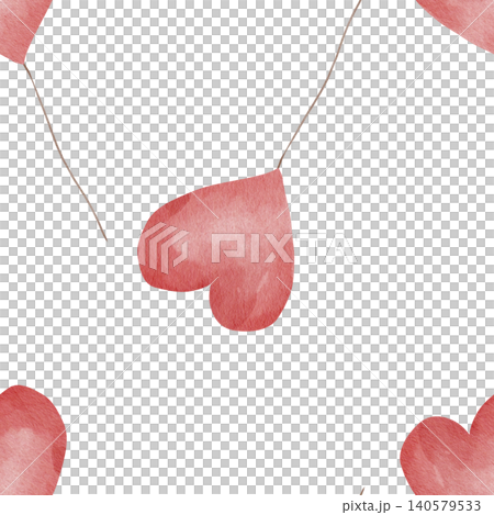Seamless watercolor pattern with red heart-shaped balloons. White background. For romantic gift wrap, festive textiles, and cheerful Valentine's Day packaging. Hand-drawn. For packaging Seamless watercolor pattern with red heart-shaped balloons. White background. For romantic gift wrap, festive textiles, and cheerful Valentine's Day packaging. Hand-drawn. For packaging 140579533