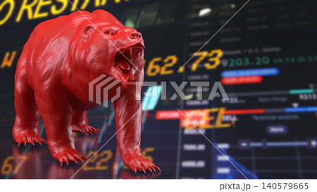 Red Bear Market Warning On Digital Trading Screen 3d render. Red Bear Market Warning On Digital Trading Screen 3d render. 140579665