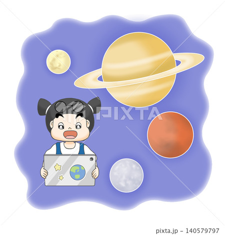 タブレットで宇宙を学ぶ子供 140579797