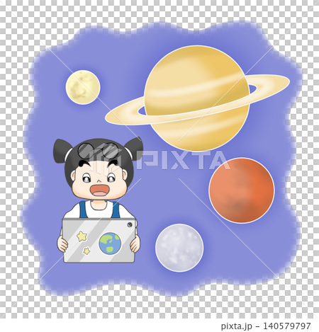 タブレットで宇宙を学ぶ子供 140579797