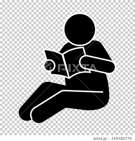 Silhouette of a person sitting on the floor reading a book 140580770