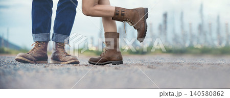 Banner Woman traveller walking on road relaxation. Women wear sneaker shoes walking summer park. Females standing green park on forest pathway outdoors. Traveler relaxing walk way with copy space Banner Woman traveller walking on road relaxation. Women wear sneaker shoes walking summer park. Females standing green park on forest pathway outdoors. Traveler relaxing walk way with copy space 140580862