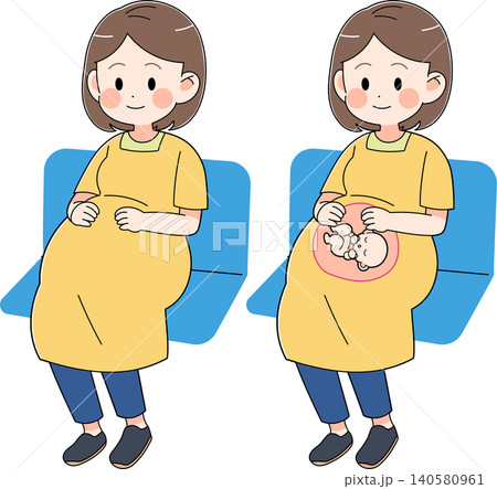 座る妊婦さんのイラスト 座る妊婦さんのイラスト 140580961