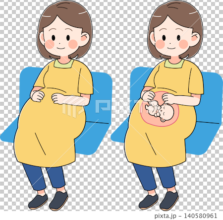 座る妊婦さんのイラスト 座る妊婦さんのイラスト 140580961