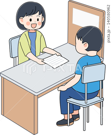 窓口で手続きをする男性のイラスト 140580962