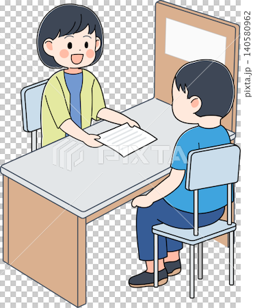 窓口で手続きをする男性のイラスト 140580962