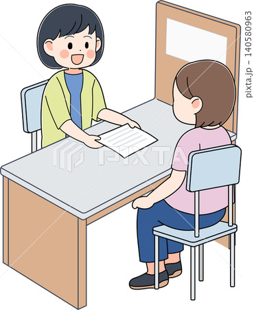 窓口で手続きをする女性のイラスト 140580963