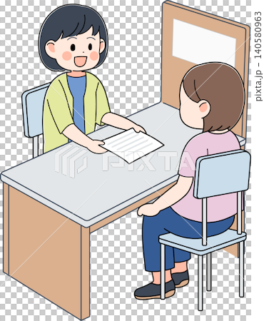 窓口で手続きをする女性のイラスト 140580963
