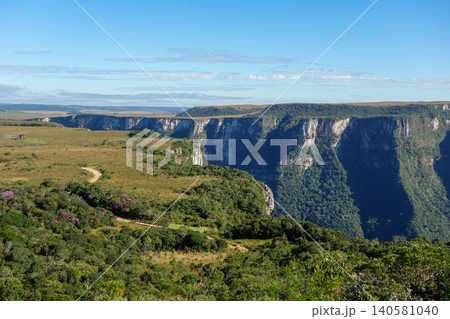 amazing view of Fortaleza canyon in Cambara do Sul, RS, Brazil, at daytime. Panoramic 140581040