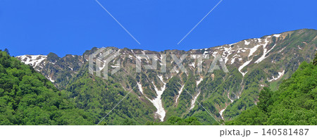 立山黒部アルペンルート扇沢駅から望む北アルプス 立山黒部アルペンルート扇沢駅から望む北アルプス 140581487