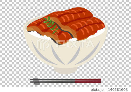 シンプルなうな丼のイラスト シンプルなうな丼のイラスト 140581608