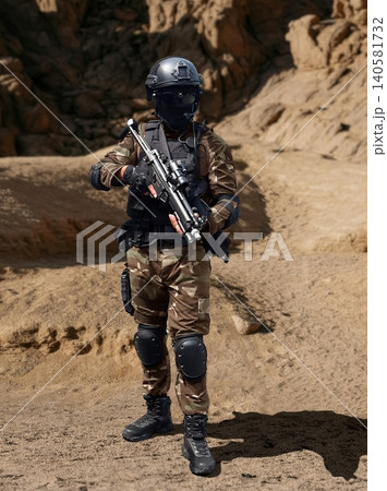 Special force soldier posing in the desert Special force soldier posing in the desert 140581732