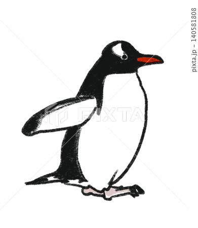 手描き風の歩くジェンツーペンギンのイラスト 140581808