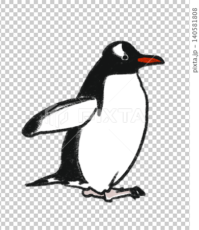 手描き風の歩くジェンツーペンギンのイラスト 140581808