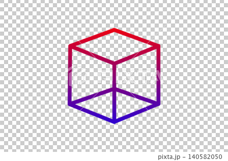 Minimal Gradient Outline Cube Icon Representing Geometry, Design, Technology And Modern Concept 140582050