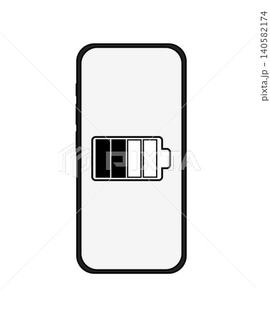 スマートフォンとバッテリー残量を示すシンプなアイコンイラスト素材 スマートフォンとバッテリー残量を示すシンプなアイコンイラスト素材 140582174