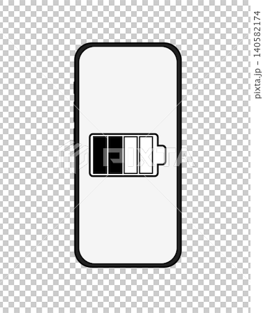 スマートフォンとバッテリー残量を示すシンプなアイコンイラスト素材 スマートフォンとバッテリー残量を示すシンプなアイコンイラスト素材 140582174