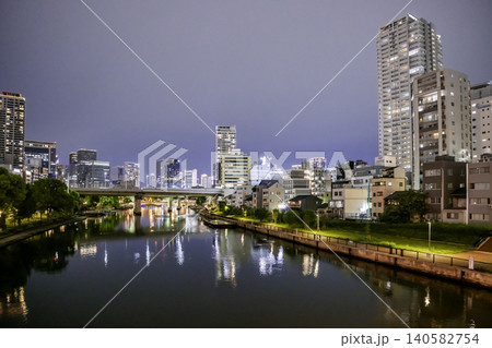 大阪夜景 天神橋 天神浜 阪府大阪市 大阪夜景 天神橋 天神浜 阪府大阪市 140582754
