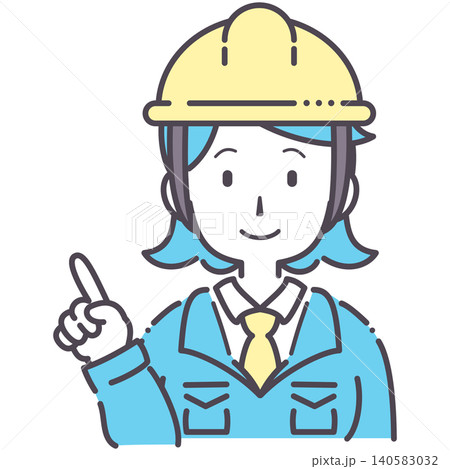 シンプル 指をさす作業着の女性 イラスト 素材 シンプル 指をさす作業着の女性 イラスト 素材 140583032