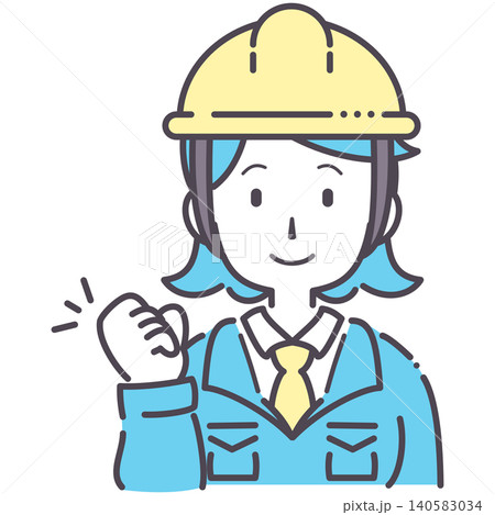 シンプル ガッツポーズをする作業着の女性 イラスト 素材 シンプル ガッツポーズをする作業着の女性 イラスト 素材 140583034