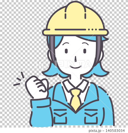 シンプル ガッツポーズをする作業着の女性 イラスト 素材 シンプル ガッツポーズをする作業着の女性 イラスト 素材 140583034