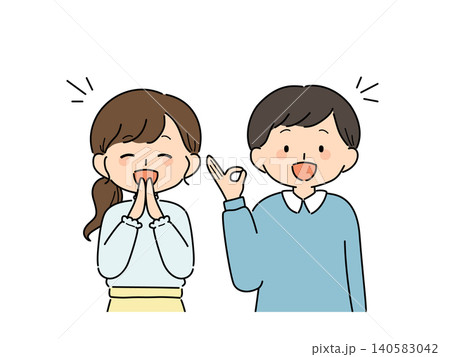 笑顔で喜ぶ男女のイラスト(問題解決シリーズ④) 笑顔で喜ぶ男女のイラスト(問題解決シリーズ④) 140583042