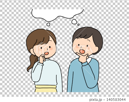 一緒に考える男女のイラスト（問題解決シリーズ②） 140583044