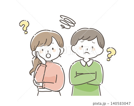 悩みや疑問を抱える男女のイラスト（問題解決シリーズ①） 140583047