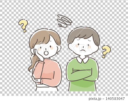 悩みや疑問を抱える男女のイラスト（問題解決シリーズ①） 140583047