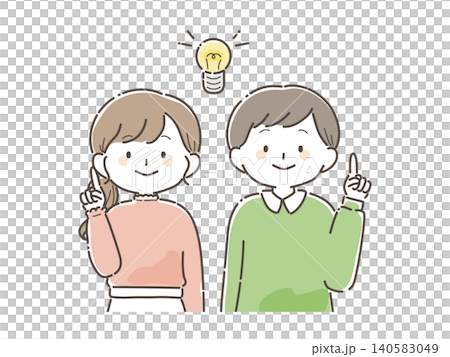 アイデアをひらめく男女のイラスト（問題解決シリーズ③） 140583049
