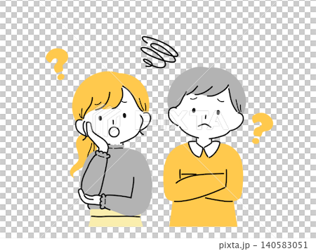 悩みや疑問を抱える男女のイラスト（問題解決シリーズ①） 140583051