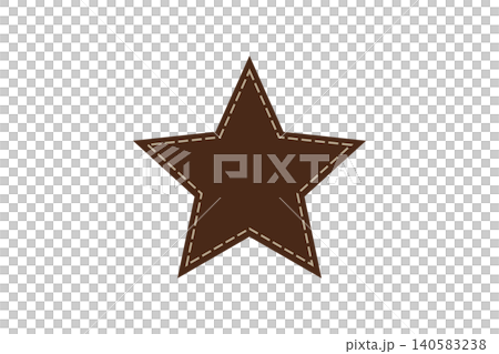 Flat brown five-point star with visible stitch lines resembling a sewn badge or patch, centered; minimalist, rustic craft and emblem concept suitable for logos, labels, and design Flat brown five-point star with visible stitch lines resembling a sewn badge or patch, centered; minimalist, rustic craft and emblem concept suitable for logos, labels, and design 140583238