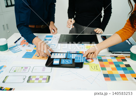 Explore dynamic UX, UI designs with wireframes, prototyping, teamwork, and creative layouts for web and mobile. Perfect for modern, responsive 140583253