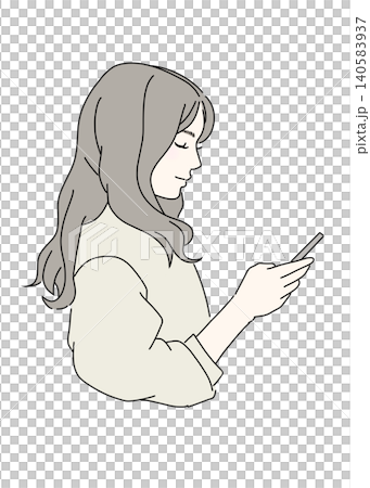 女子正在看智慧型手機（側面視圖） 140583937