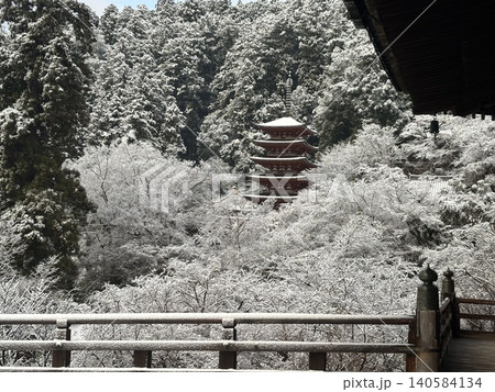 ひっそり佇む雪の中の五重塔 ひっそり佇む雪の中の五重塔 140584134