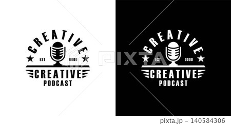 Creative podcast logo design vector 140584306