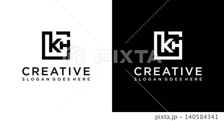 KH or HK initial letter logo design vector 140584341