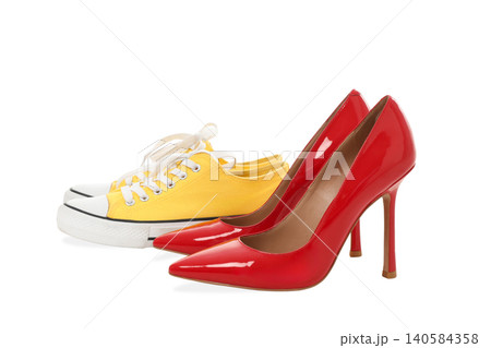 Two types of shoes are displayed together for contrast, PNG Two types of shoes are displayed together for contrast, PNG 140584358
