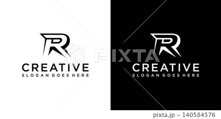 R or RR letter logo design template vector 140584576