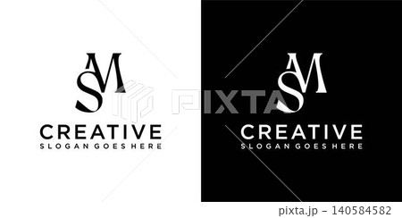SM or MS initial letter logo design vector 140584582