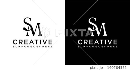 SM or MS initial letter logo design vector 140584583