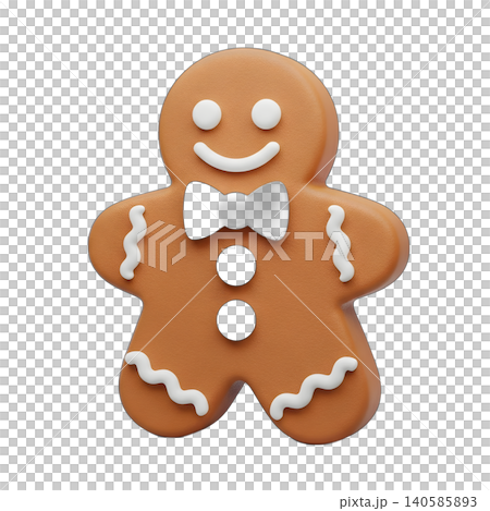 Charming Gingerbread Man with Bow Tie on Black Background Charming Gingerbread Man with Bow Tie on Black Background 140585893
