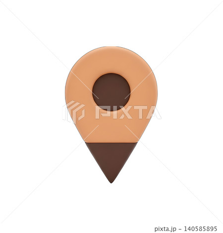 3D render of a map pointer icon in earth tones 140585895