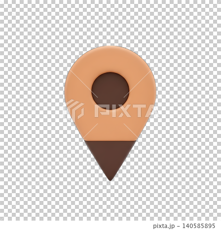 3D render of a map pointer icon in earth tones 140585895