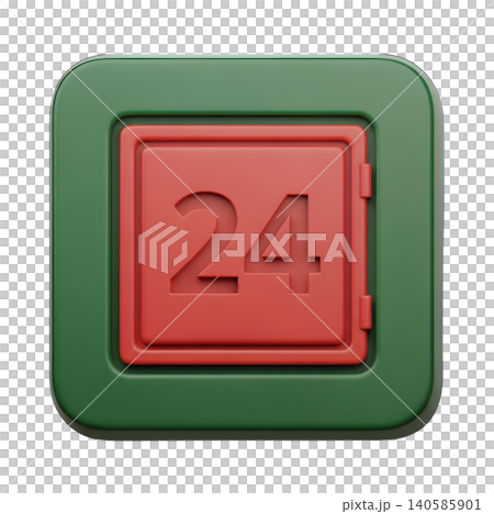 3D Render of Square Icon with Number Twenty Four 3D Render of Square Icon with Number Twenty Four 140585901