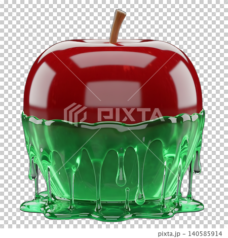 Enchanting candy apple with green caramel isolated on black background. Enchanting candy apple with green caramel isolated on black background. 140585914
