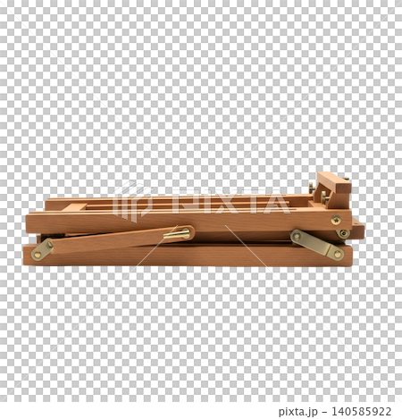 Folded Wooden Easel on Black Background, Art Studio Equipment 140585922